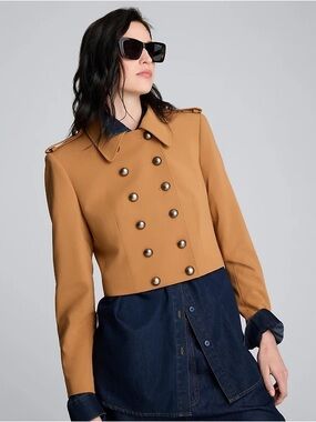 Kenneth Cole twill cropped military jacket